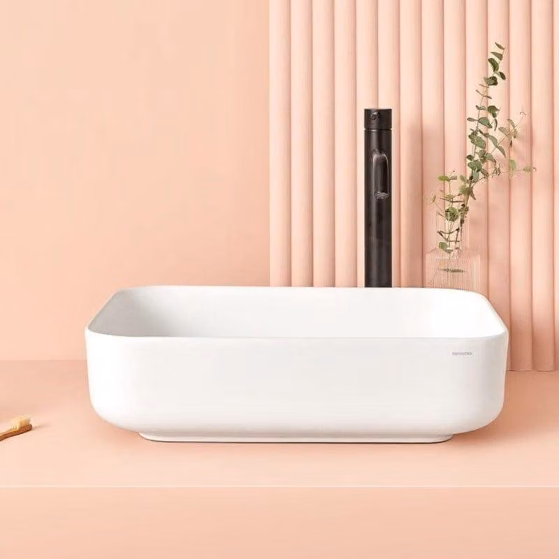 Lavabo rettangolare da appoggio in Vetroceramica bianca CATANIA