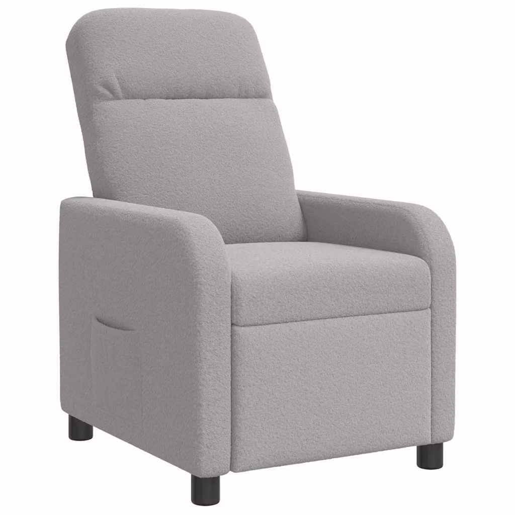 Poltrona reclinabile moderna in tessuto bouclé grigio chiaro con braccioli per il tuo relax in soggiorno – 2