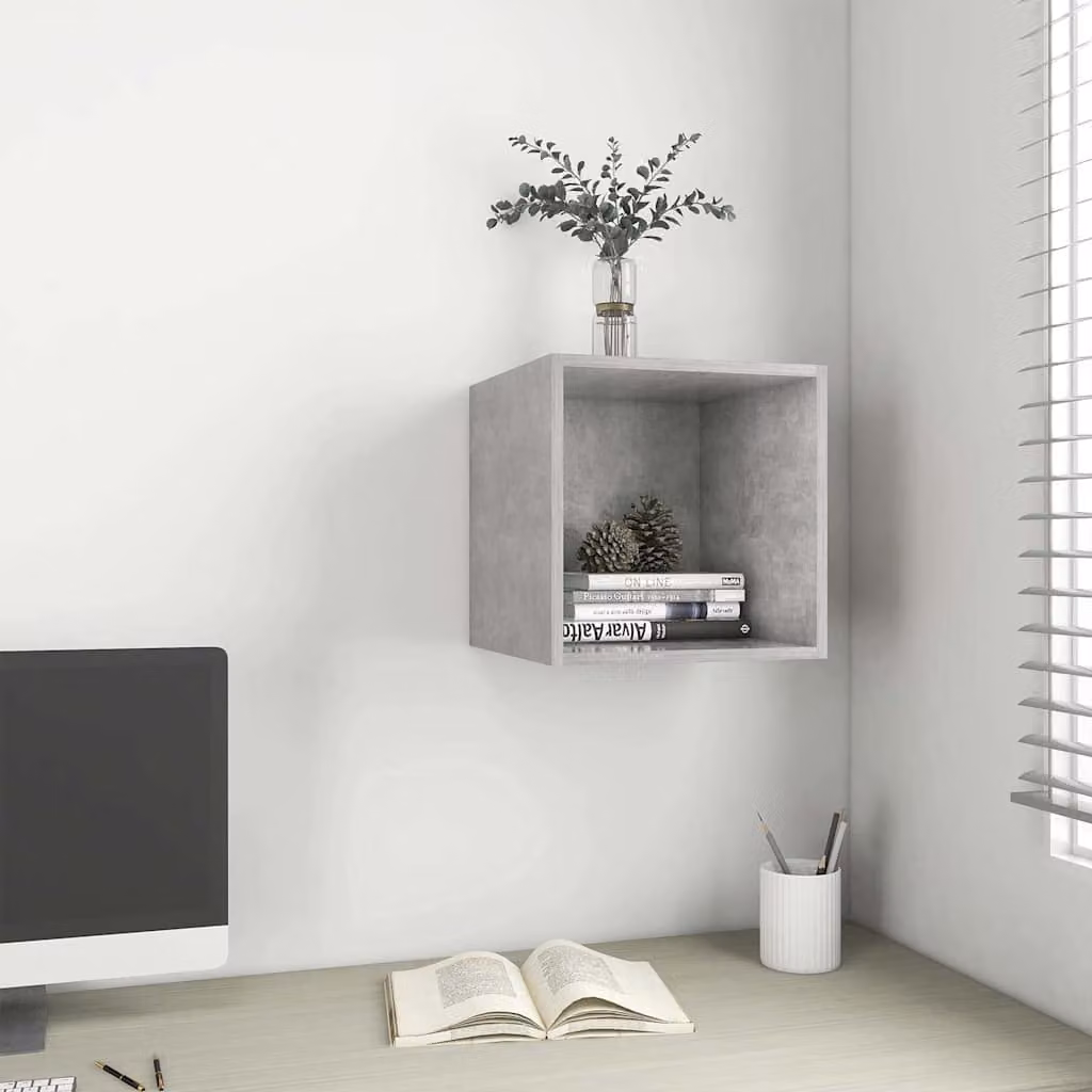 Mobile a muro vidaXL in legno multistrato e MDF, colore grigio cemento, L/P/H: 37 x 37 x 37 cm
