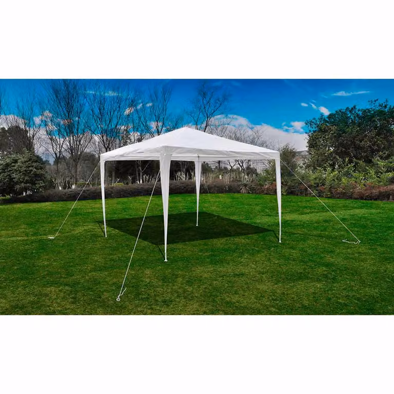 vidaXL Gazebo da Esterno Moderno con Tetto a Piramide in Acciaio e Poliestere, Bianco, L/P/H: 300 x 300 x 250 cm