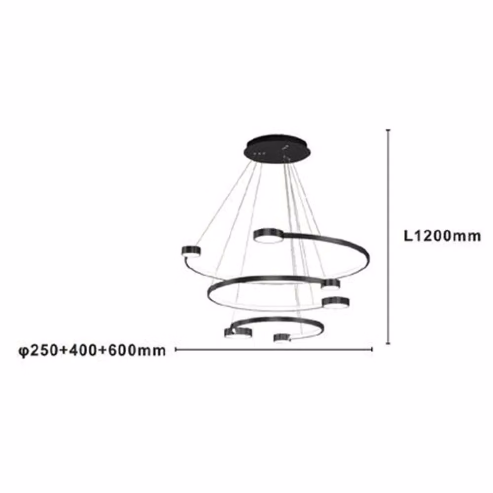 Lampadario a Sospensione LED Trade Shop Traesio con Telecomando, Design Moderno a 3 Semi Cerchi, Nero – 2