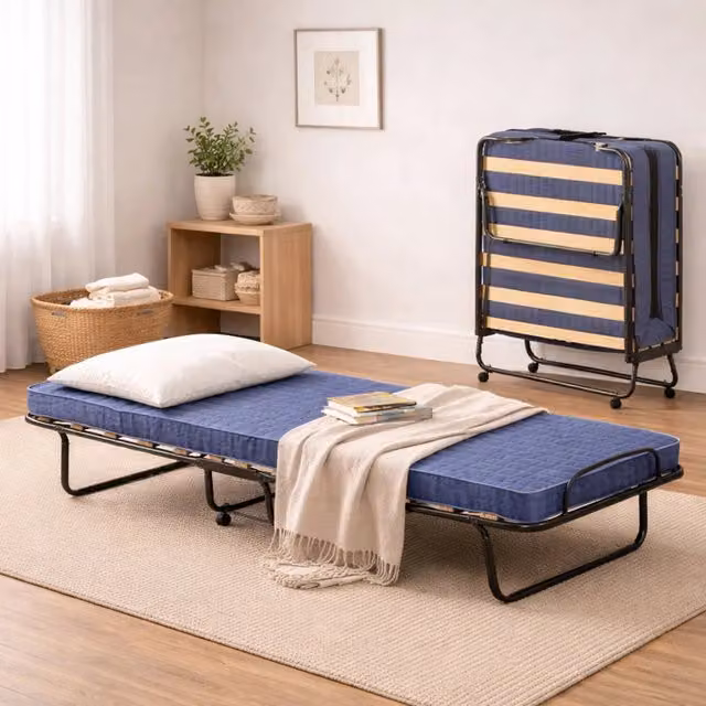 Letto pieghevole salvaspazio Citrino TALAMO ITALIA con rete a doghe e materasso memory incluso, L 80 cm x P 200 cm x H 40 cm