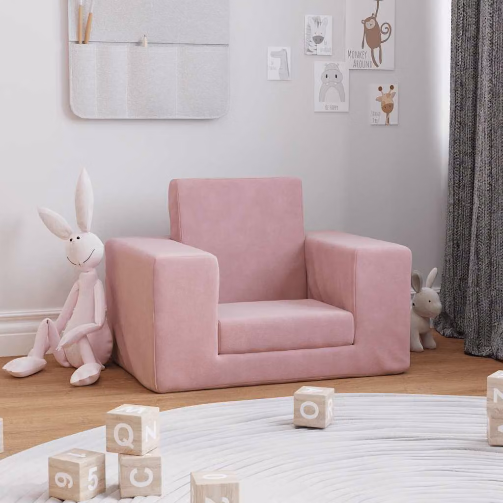 Maison Exclusive - Divano letto per bambini, rosa, in morbido peluche