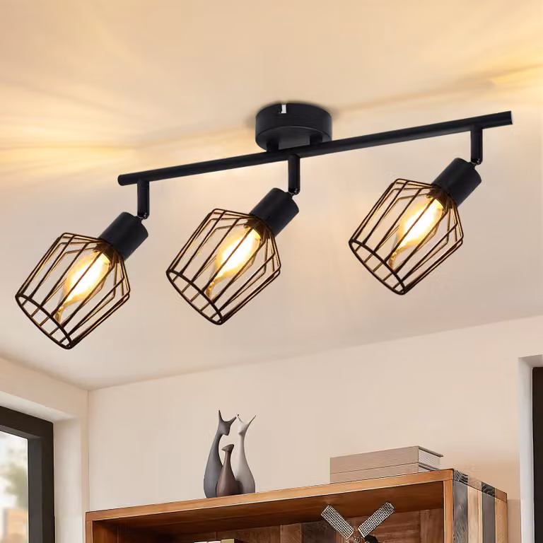 ZMH lampada da soffitto nero 3 Flamming E14 faretto da soffitto metallo faretto orientabile lampada da soggiorno per corridoio bagno cucina camera da letto