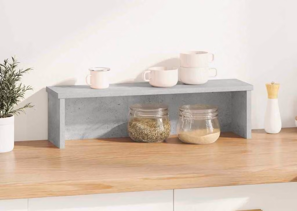 Scaffale da Cucina Impilabile Grigio Cemento 60x15x16 cm