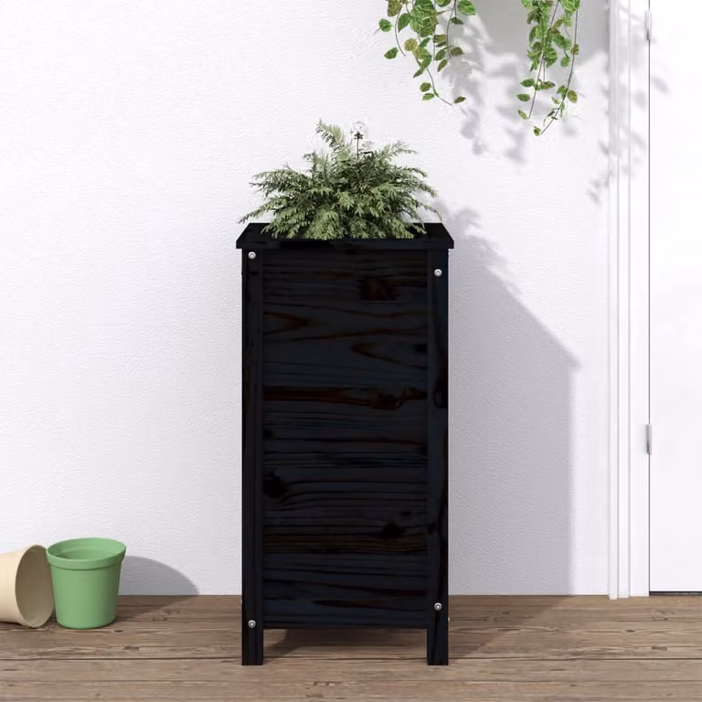 Fioriera da giardino vidaXL in legno di pino massello, colore nero, L/P/H: 40 x 40 x 78 cm