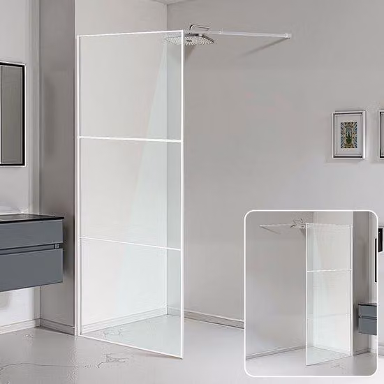 Cabina doccia angolare 100 x 200 cm - Argento - Vetro temperato - Montaggio a parete