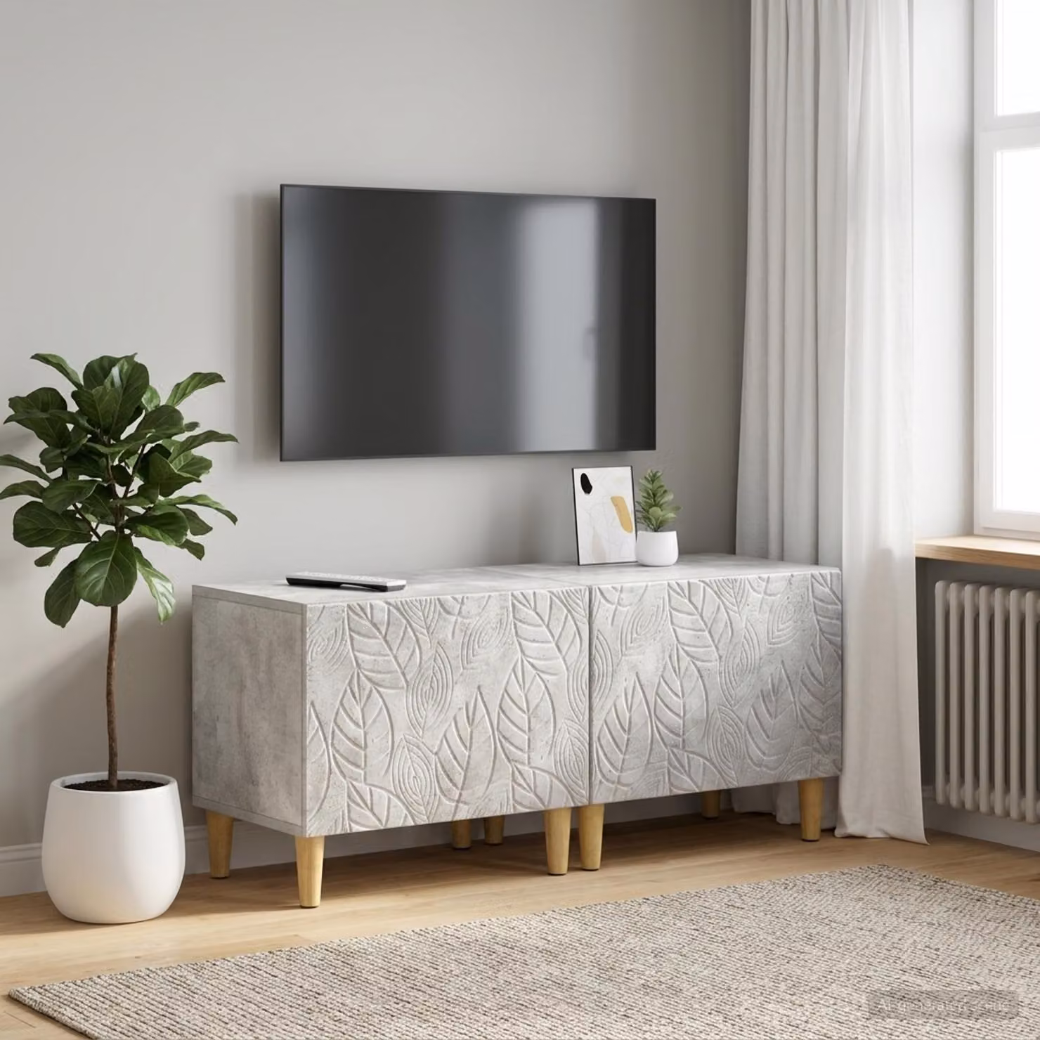 Mobile TV vidaXL in stile moderno Grigio Cemento e Legno ingegnerizzato MDF