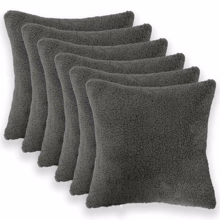 Set di 6 federe vidaXL HEERLEN in tessuto bouclé grigio scuro, L 45 x P 45 cm