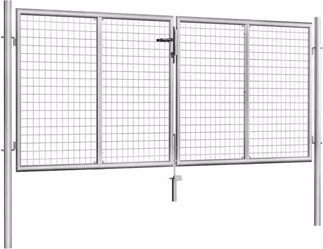 Cancello da Giardino in Acciaio Zincato 306x100 cm Argento 144762