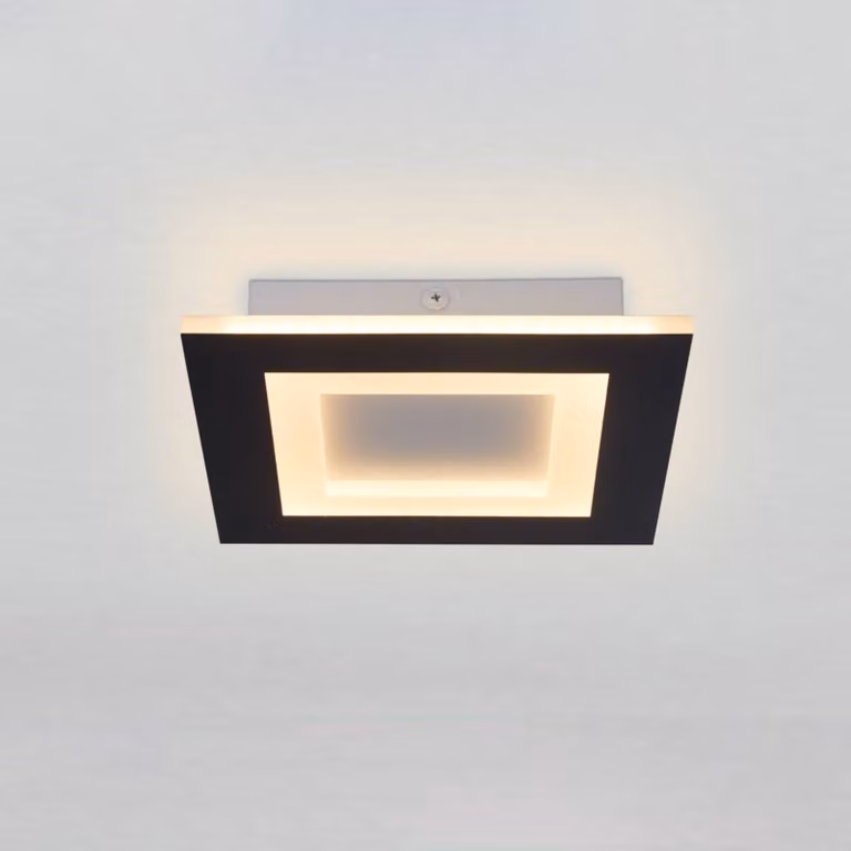 Searchlight Plafoniera soffitto Squary, dimmerabile, Nero, Soggiorno / Sala da pranzo, Metallo, Moderno, Plafoniera