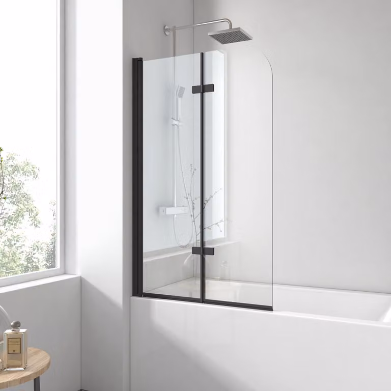 Divisorio doccia EMKE 110x140cm schermo doccia pieghevole per vasca da bagno Schermo doccia orientabile a 180° vetro di sicurezza ESG da 6 mm cornice nera