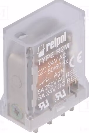 1 relè: bobina elettromagnetica; tensione di alimentazione: 24 VAC; capacità di commutazione: 5 A / 250 VAC; codice prodotto: R2M-2012-23-5024; tipo: elettrico