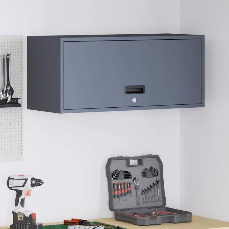 Armadio a muro per garage vidaXL in stile industriale, colore antracite, L: 80 cm, P: 35 cm, H: 33 cm