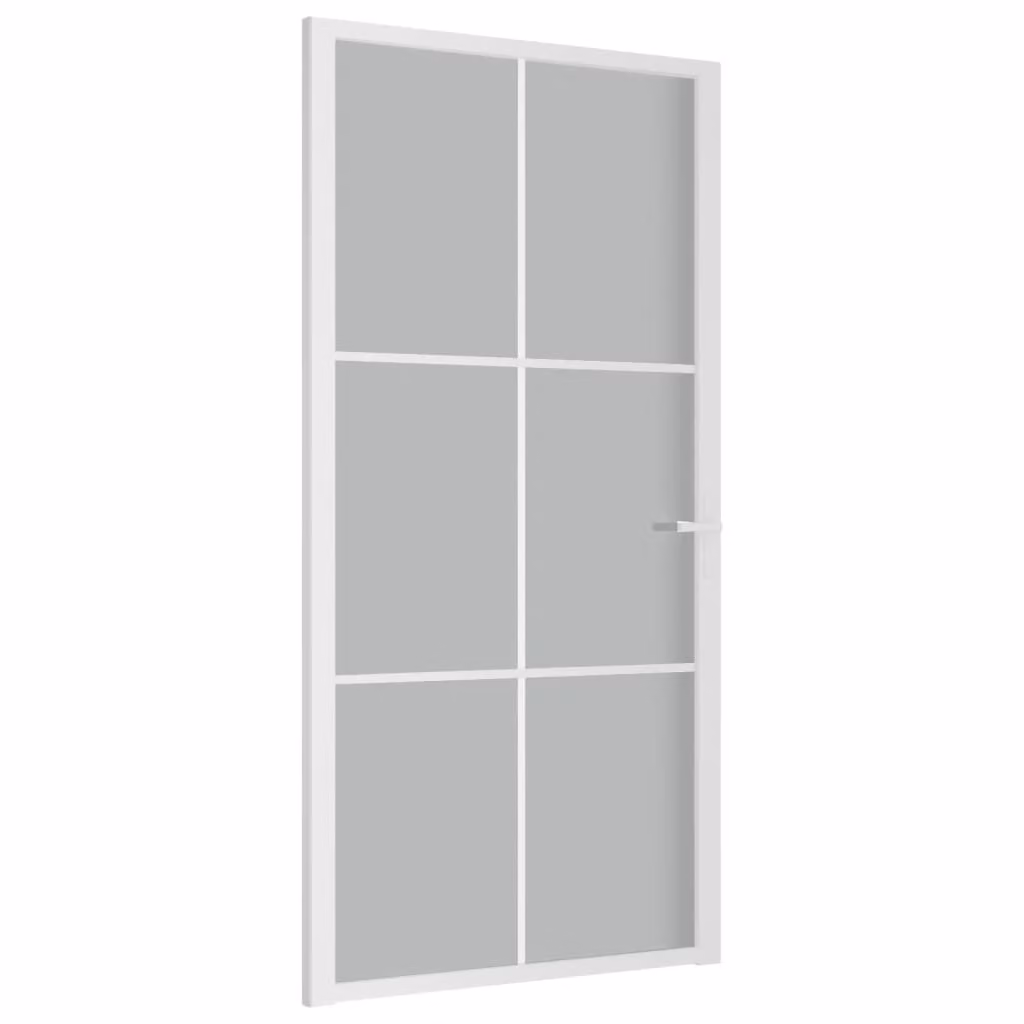 vidaXL Porta interna 102,5x201,5 cm, vetro bianco opaco e alluminio