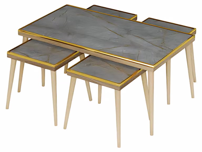 Wohnzimmer-Set Grau Holz Edelstahl modern elegant
