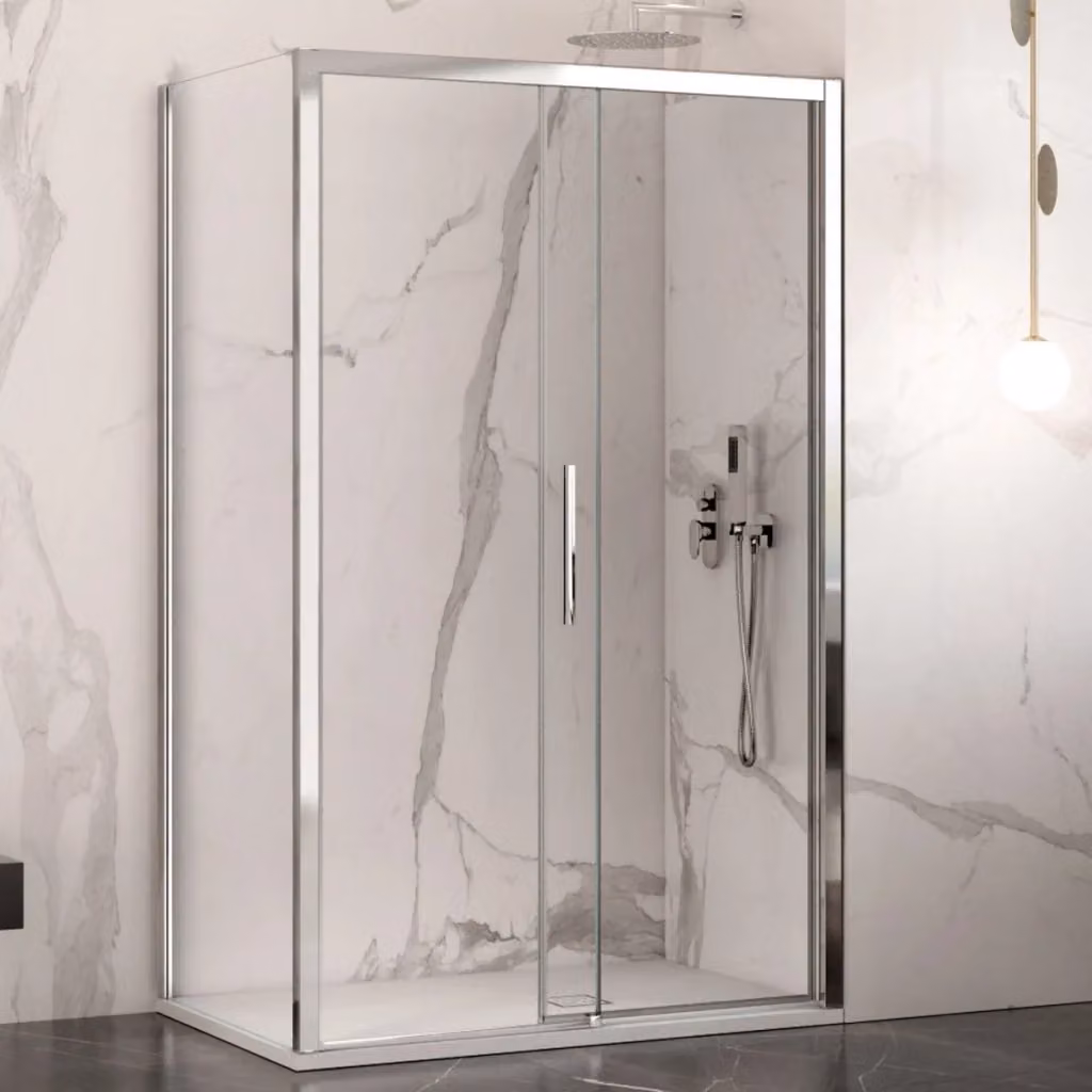 Box doccia rettangolare Olimpo Docce Lagoa Duo con cristallo da 6mm e scorrimento, trasparente, L: 100 cm, P: 70 cm, H: 195 cm – 2