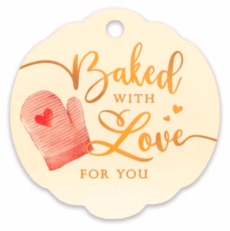 50 etichette regalo con la scritta "Fatto con amore" per prodotti da forno e dolci