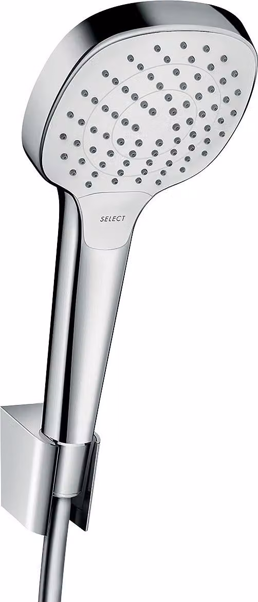 hansgrohe Croma Select E Set de support de douche Vario avec flexibles de douche 160cm, blanc/ chrome, 26413400, 26413400