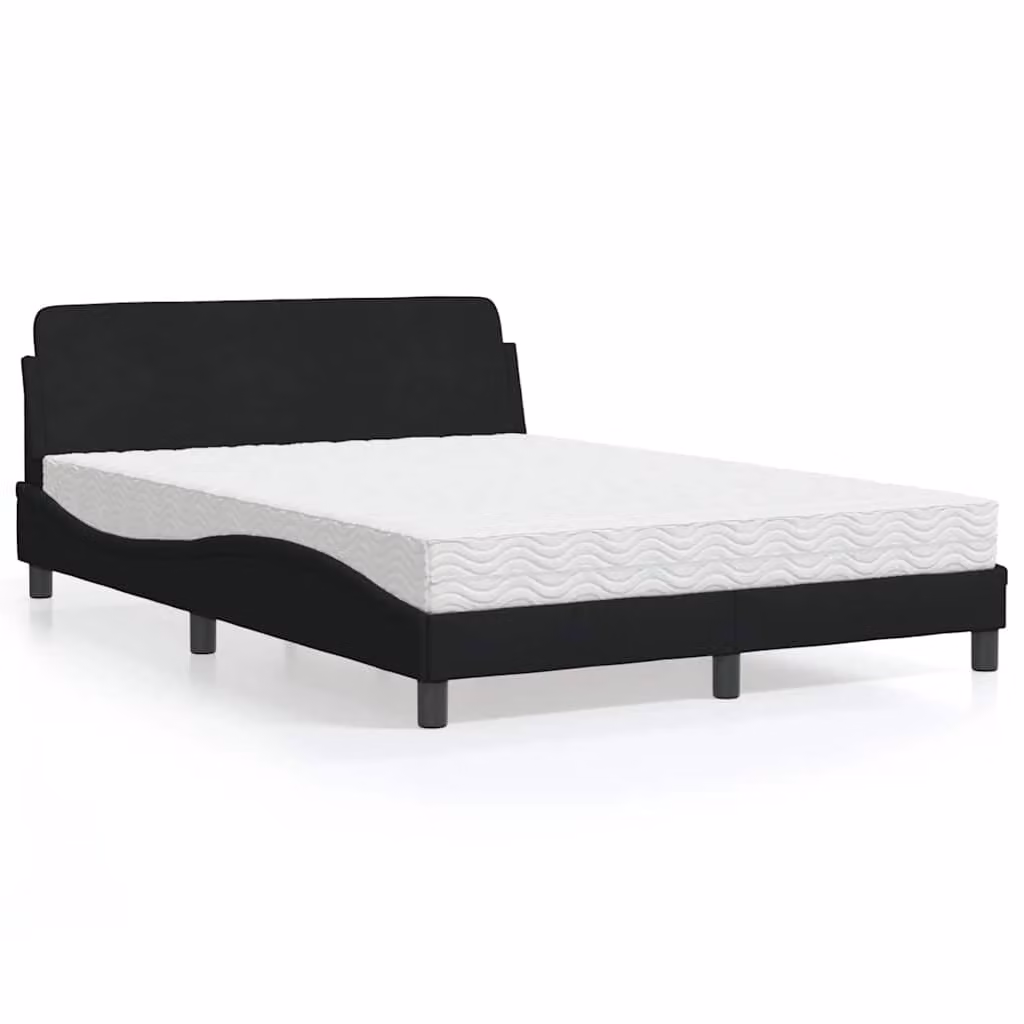 Letto con Materasso Dover vidaXL in Tessuto Nero L/P/H: 140 x 200 cm – 1