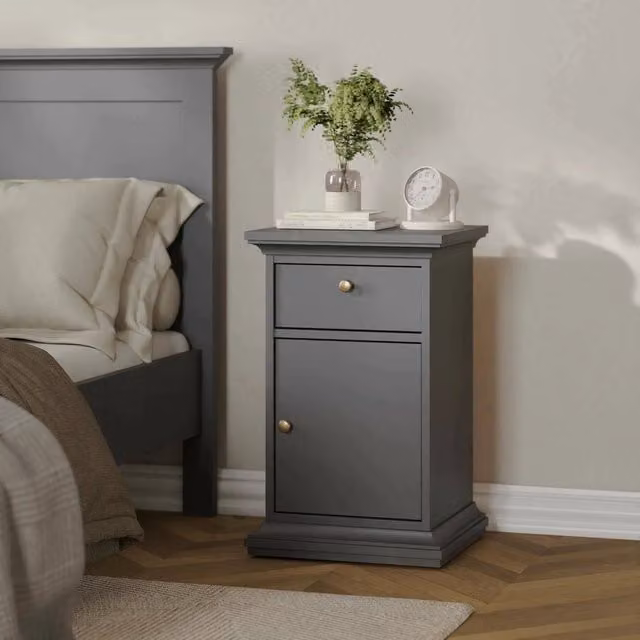 Comodino Mauricette DMORA Grigio L: 44 cm, P: 40 cm, H: 70 cm