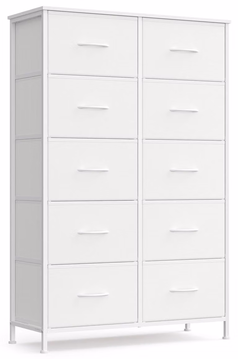 SONGMICS: Comodino con 10 cassetti, mobile contenitore, design moderno