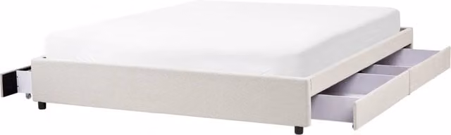 Letto matrimoniale in Tessuto beige chiaro con Cassetti 180 x 200 cm Design tradizionale