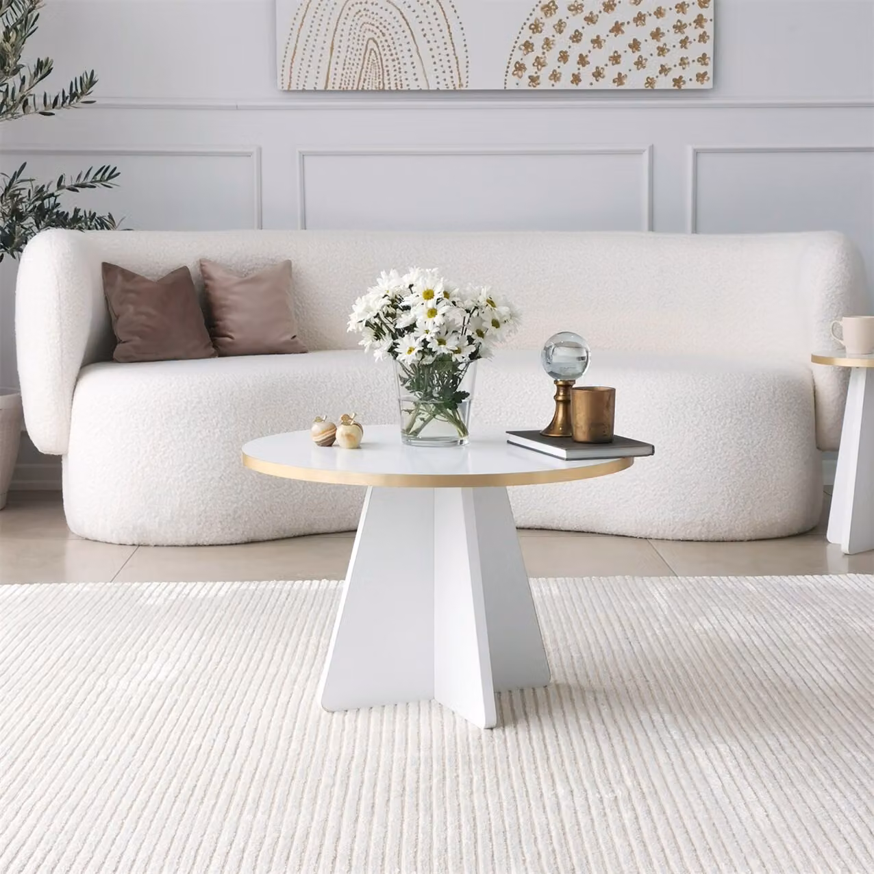 Skye Decor, Mushroom - Gold, White v2, tavolino, 100 % MELAMIN COATED SLIPBOARD, oro, 60 x 60 x 40 cm