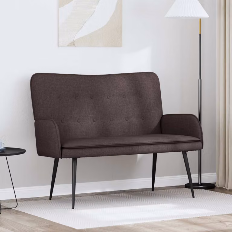 vidaXL Divano a 2 Posti Moderno in Tessuto Marrone con Struttura Mista L: 115 cm, P: 61 cm, H: 87 cm