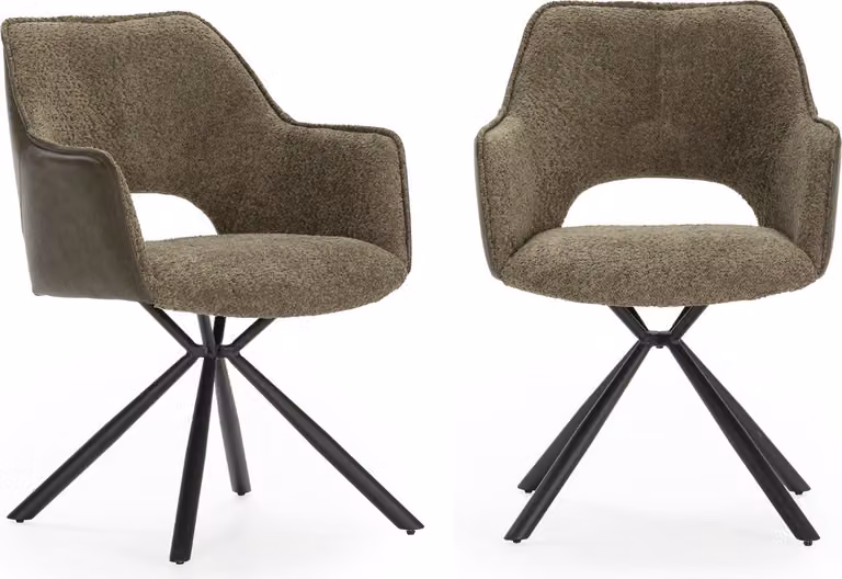 Calicosy - Set di 2 poltrone in tessuto con gambe in metallo nero L62 cm - MARIEL