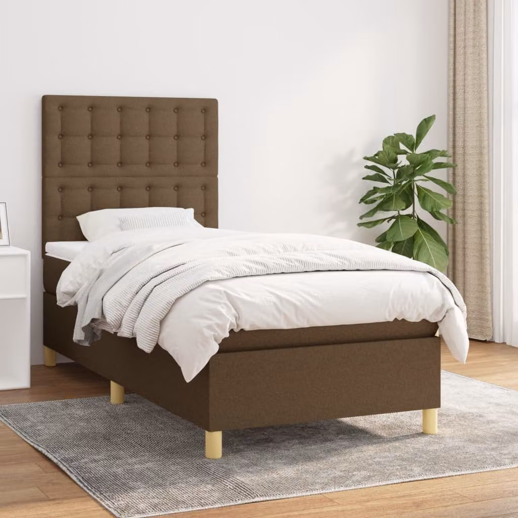 vidaXL Giroletto a Molle Ibrido con Materasso a Tasche Marrone e Bianco L/P/H: 200 x 80 x 118 cm