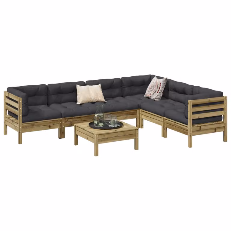 Maison Exclusive - Set da giardino composto da 7 pezzi con cuscini, in legno di pino trattato