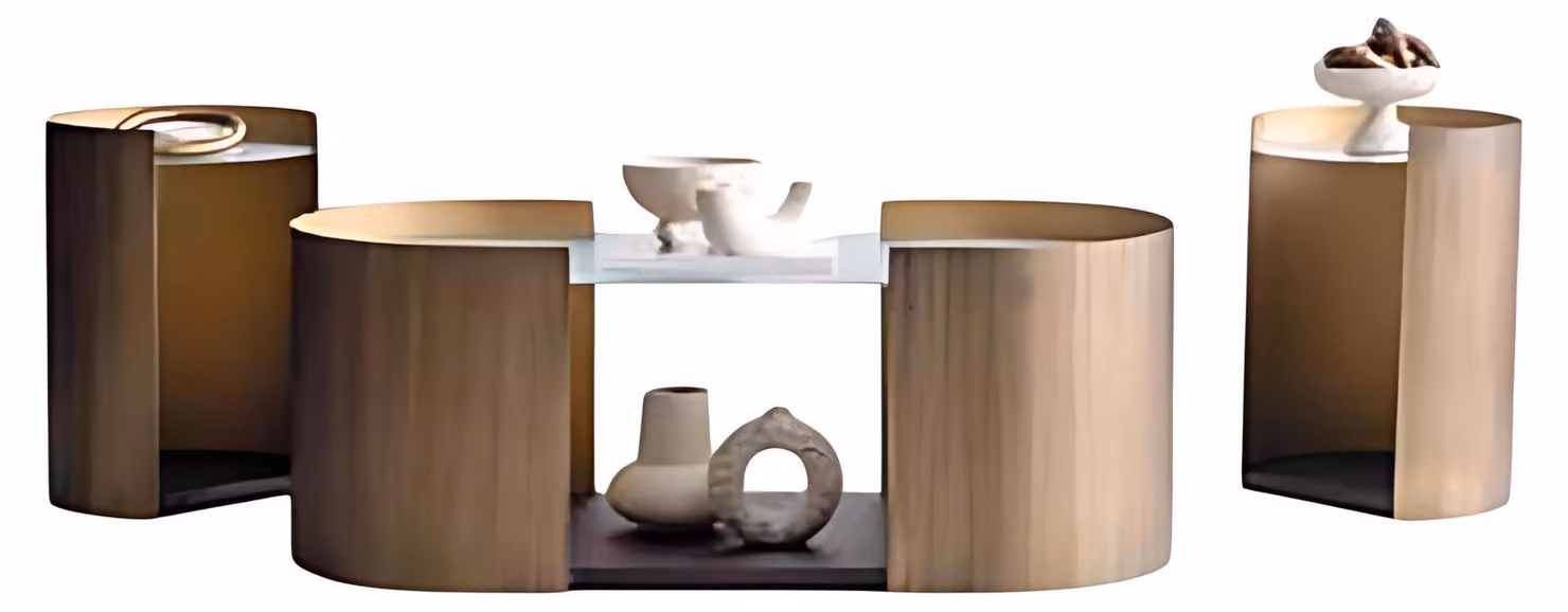 Stylischer Couchtisch und zwei funktionale Beistelltische im Set