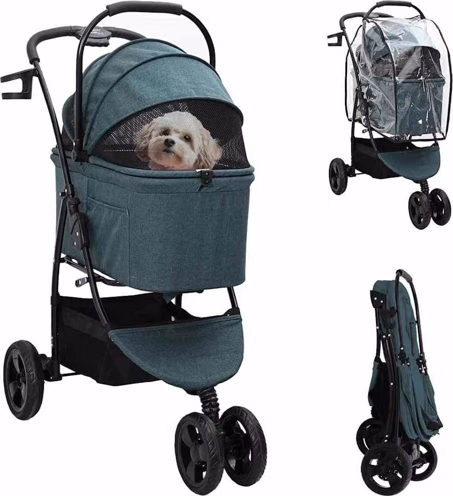 Passeggino pieghevole per animali Verde 78 x 54 x 101 cm