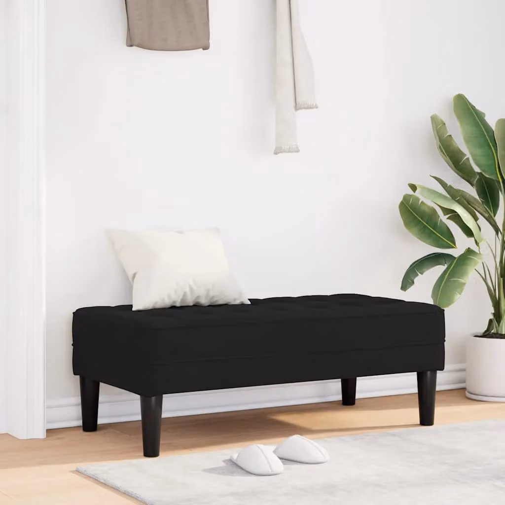 Panchina con cuscino vidaXL in velluto nero L: 113 cm, P: 57 cm, H: 39 cm