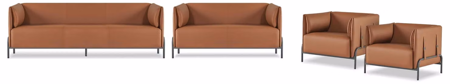 Arbeitszimmer-Set 4tlg 3-Sitzer 2-Sitzer mit 2x Sessel Modern Design Stil