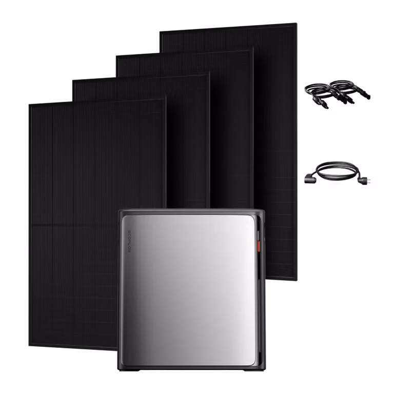 Impianto fotovoltaico da balcone Powerness® con accumulatore Ecoflow Stream Ultra X 3,84 kWh con moduli solari bifacciali JA Solar 2000W Full Black
