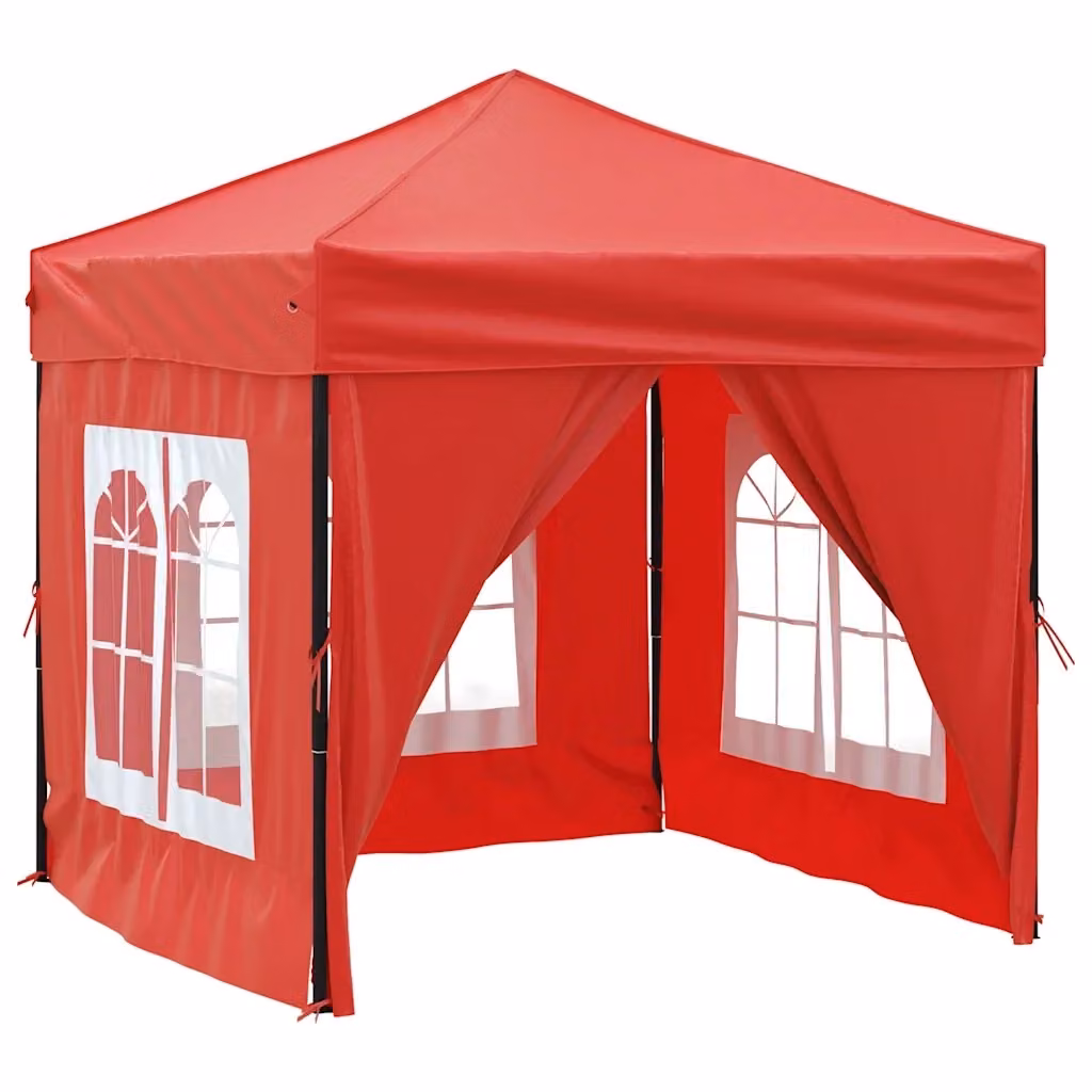 Tenda Gazebo Pieghevole con Pareti Laterali Rosso DESIGN IN per Giardino L: 2 m, P: 2 m, H: 2,34 m – 2