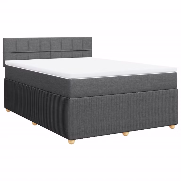 Giroletto a Molle con Materasso Grigio Scuro 160x200 cm Tessuto