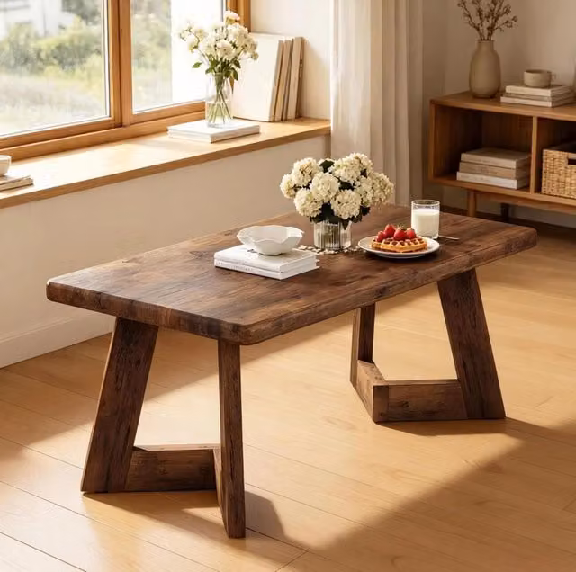 Tavolino da caffè rustico 120 x 60 x 51 cm in truciolare, portata 100 kg