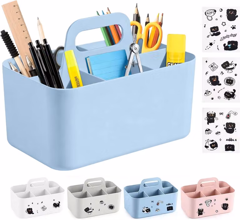 Contenitore in plastica con 5 scomparti, maniglia, dimensioni 25 x 15,5 x 17 cm, ideale per la cucina