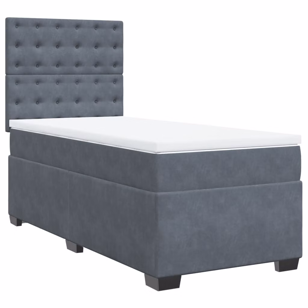 Giroletto a Molle con Materasso Grigio Scuro 100x200 cm Velluto