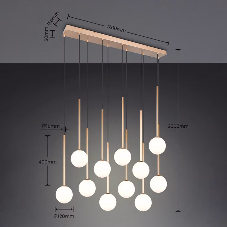 Trio Lighting Lampada a sospensione Firano, Ottone / Oro, Soggiorno / Sala da pranzo, Metallo, Moderno, Lampada a sospensione
