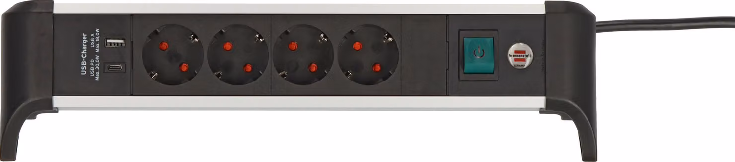 Brennenstuhl 1391040420 Brennenstuhl Steckdosenleiste ALU-Office-Line 4fach 1.8m USB