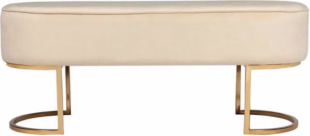 Panca Pera 200 in velluto crema e oro