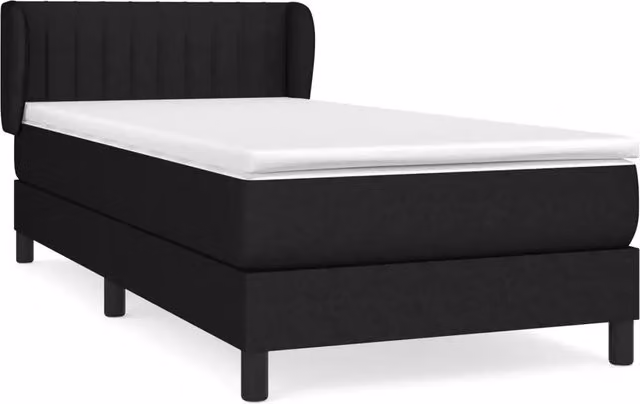 Letto singolo | Letto per adulti | Giroletto a Molle con Materasso Nero 100x200 cm in Tessuto
