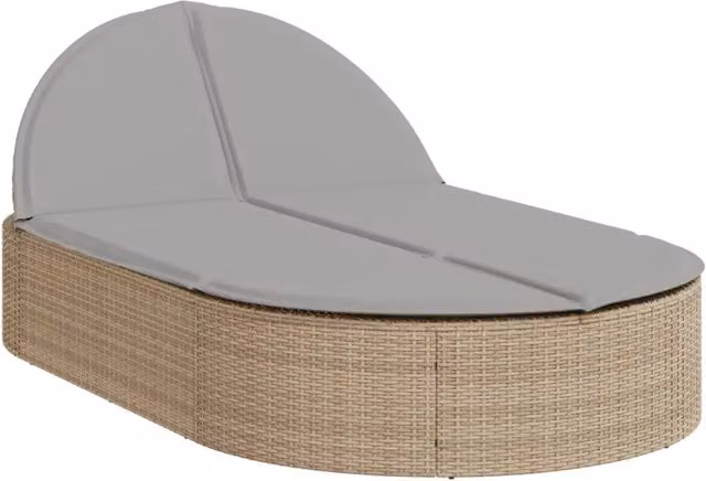 Lettino Prendisole | Sdraio da giardino | Lettino da sole con Cuscini Beige in Polyrattan