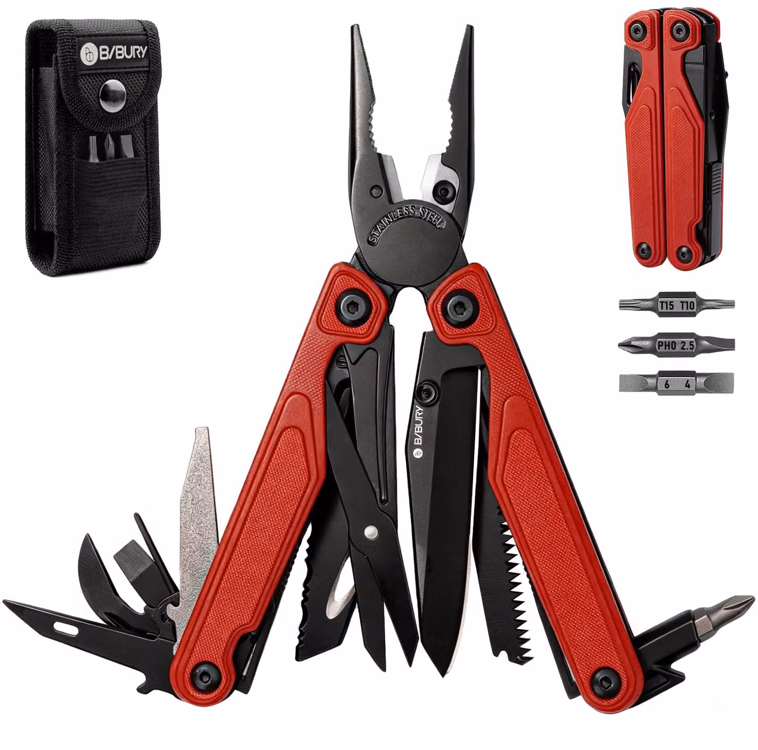 Pinza multifunzione 25-in-1 con set di punte e custodia in nylon