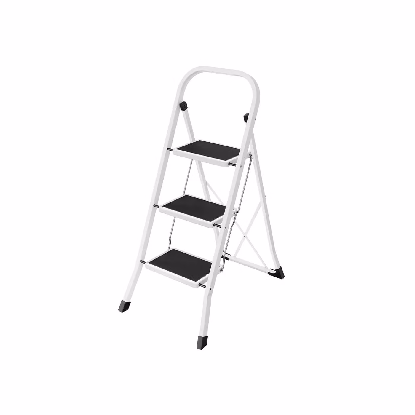 Scaletta Pieghevole a 2 Gradini, Bianco Semplice / 3 Gradini（46,5 x 74,5 x 105 cm）