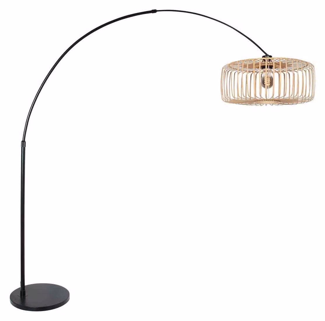 Lampada da terra - nero - Sparkled Light - bambù metallo - lampada ad arco - E27 - 4149ZW - Steinhauer